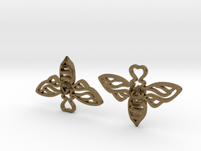 Bee Earrings in Natural Bronze