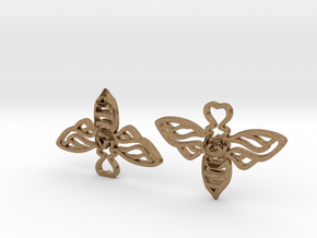 Bee Earrings in Natural Brass