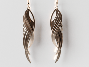 Feather Earrings in Polished Bronze