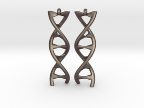 DNA Earring in Polished Bronzed Silver Steel