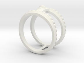 Double Ring Size 7 in White Natural Versatile Plastic