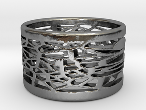 Bracelet medium voronoi 1 in Polished Silver