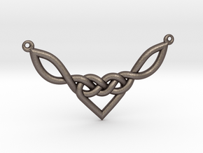 Celtic Heart Knot Pendant in Polished Bronzed Silver Steel