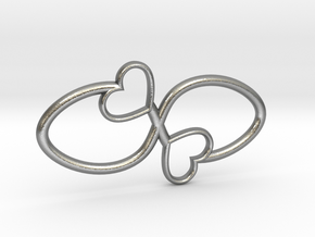 Eternal Double Heart Pendant in Natural Silver