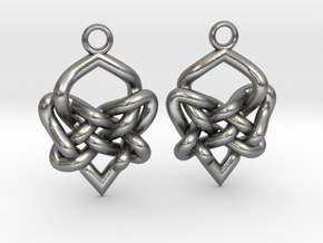 Celtic Heart Knot Earring in Natural Silver