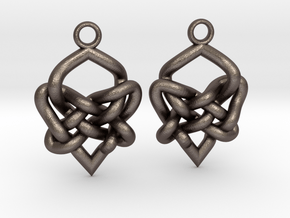 Celtic Heart Knot Earring in Polished Bronzed Silver Steel