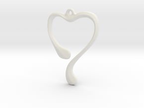 Heart shape pendant in White Natural Versatile Plastic