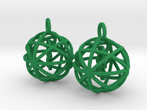Clover in a Sphere Earrings in Green Processed Versatile Plastic