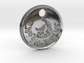 ZWOOKY Style 100 Sample - keychain moon wolve in Fine Detail Polished Silver