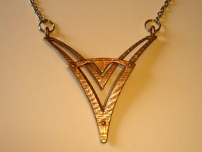 V9 Necklace Pendant in Polished Bronzed Silver Steel