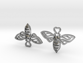 Bee Earrings in Natural Silver