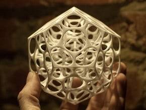 Voronoi Dodecahedron Sculpture in White Natural Versatile Plastic