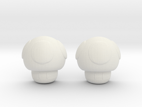 Super Mario Mushrooms Earrings in White Natural Versatile Plastic