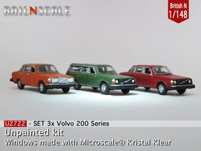 SET 3x Volvo 200-series (British N 1:148) in Tan Fine Detail Plastic