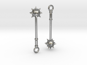 Spiked Mace Earrings in Natural Silver
