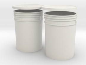1:6 Scale 5 gal Buckets in White Natural Versatile Plastic