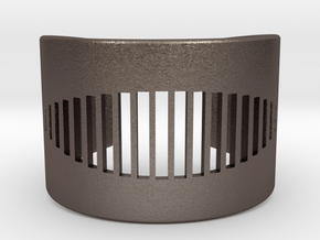 Wrist Cuff - pattern cutout (extra small) in Polished Bronzed Silver Steel