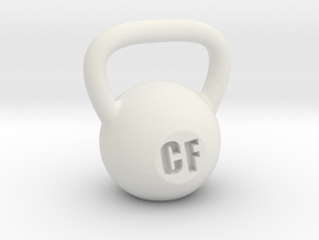 Crossfit Kettlebell Weight Pendant and Keychain in White Natural Versatile Plastic