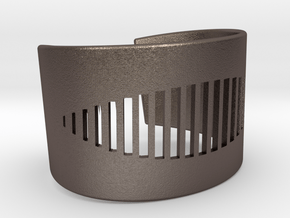 Wristcuff - pattern cutout (small) in Polished Bronzed Silver Steel