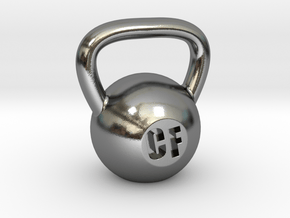 Crossfit Kettlebell Weight Pendant and Keychain in Polished Silver
