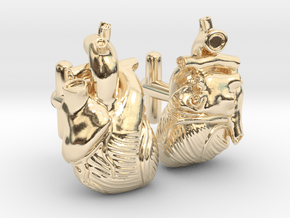 Anatomical Heart Cufflinks Pair (Front and Back) in 14K Yellow Gold