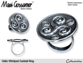 Celtic Whirlpool Cocktail Ring in Polished Silver