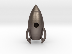 Cartoon Rocket in Polished Bronzed Silver Steel