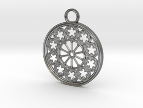 Rose Window Pendant in Polished Silver