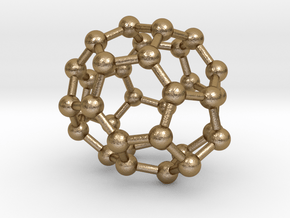 0019 Fullerene c34-4 c2 in Polished Gold Steel