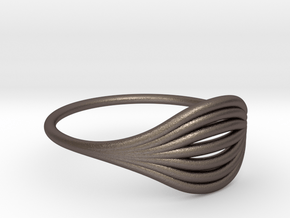 Flow Ring 01  in Polished Bronzed Silver Steel