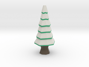 Low-Poly Snowy Tree [3.3 in] in Full Color Sandstone