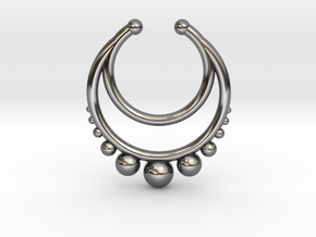 Faux Septum Dropped Ring with Spheres Under (wider in Fine Detail Polished Silver