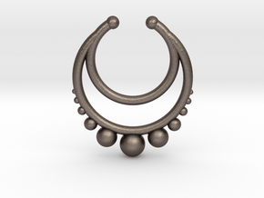 Faux Septum Dropped Ring with Spheres Under (wider in Polished Bronzed Silver Steel