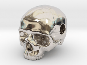 20mm .8in Keychain Bead Human Skull in Platinum