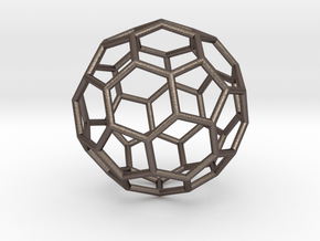 0024 Fullerene c60-ih Bonds/Truncated icosahedron in Polished Bronzed Silver Steel