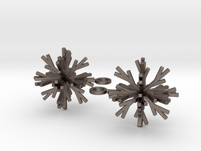 Snowflake Earring Iva in Polished Bronzed Silver Steel