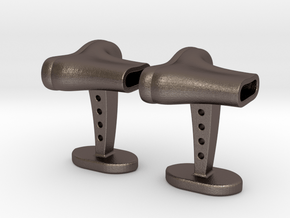 Boots cufflinks in Polished Bronzed Silver Steel