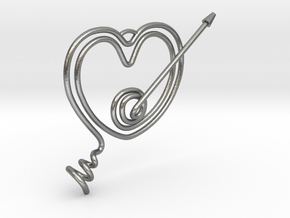 Heart Pendant  in Natural Silver