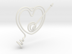 Heart Pendant  in White Natural Versatile Plastic
