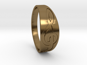 Size 11 M G-Clef Ring Engraved in Polished Bronze