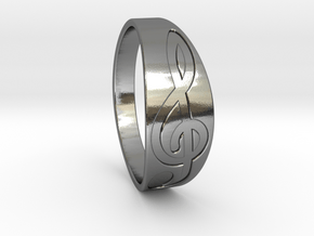 Size 11 M G-Clef Ring Engraved in Polished Silver