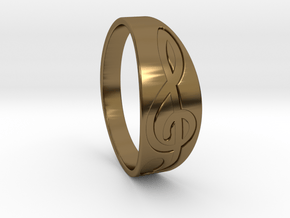 Size 10 M G-Clef Ring Engraved in Polished Bronze