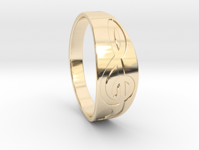 Size 10 M G-Clef Ring Engraved in 14K Yellow Gold