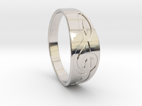 Size 8 M G-Clef Ring Engraved in Platinum