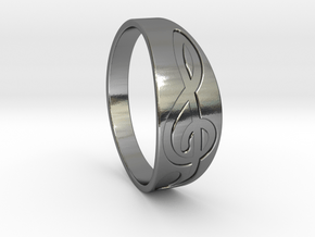 Size 9 M G-Clef Ring Engraved in Polished Silver