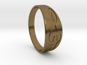 Size 7 M G-Clef Ring Engraved in Polished Bronze