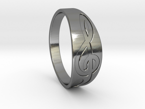 Size 8 M G-Clef Ring Engraved in Polished Silver