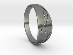 Size 7 M G-Clef Ring Engraved in Polished Silver