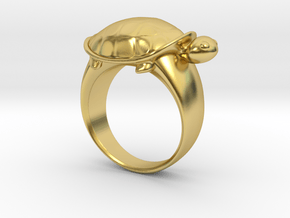 Turtle Ring (Size 7.5) in Polished Brass