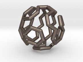 Buckyball Cycle Pendant in Polished Bronzed Silver Steel
